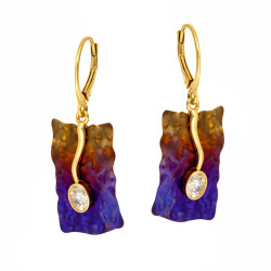 Kolczyki srebrne próby 925 z kolorową tytanową blaszką