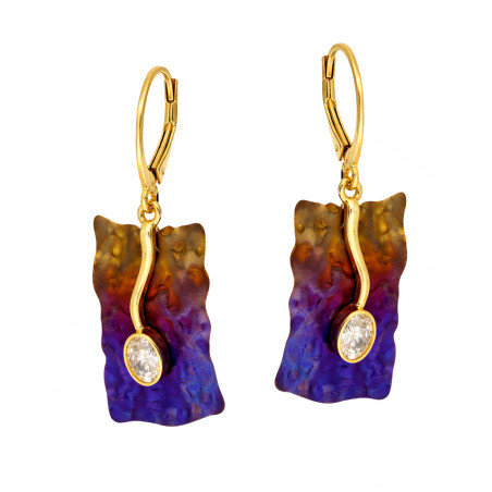 Kolczyki srebrne próby 925 z kolorową tytanową blaszką