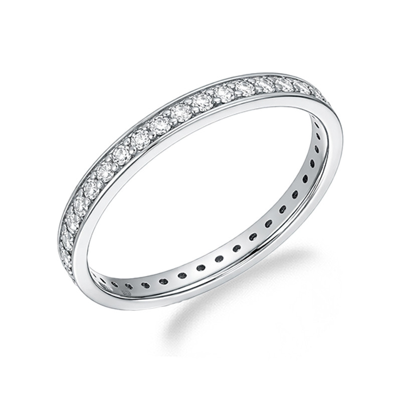 Pierścionek Line Miłości z diamentami 0,51 ct, białe złoto próby 585