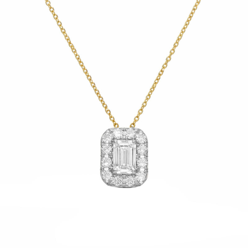 Naszyjnik z wisiorkiem z diamentami laboratoryjnymi 0,27 ct, na łańcuszku rolo, złoto 585