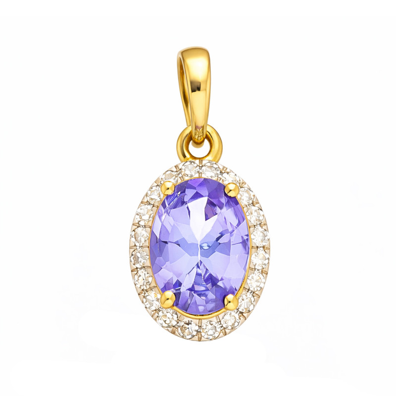 Zawieszka Markiza owal z tanzanitem 0,45 ct i diamentami 0,06 ct, złoto 585