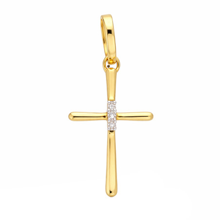 Krzyżyk z diamentami 0,01 ct, złoto 585
