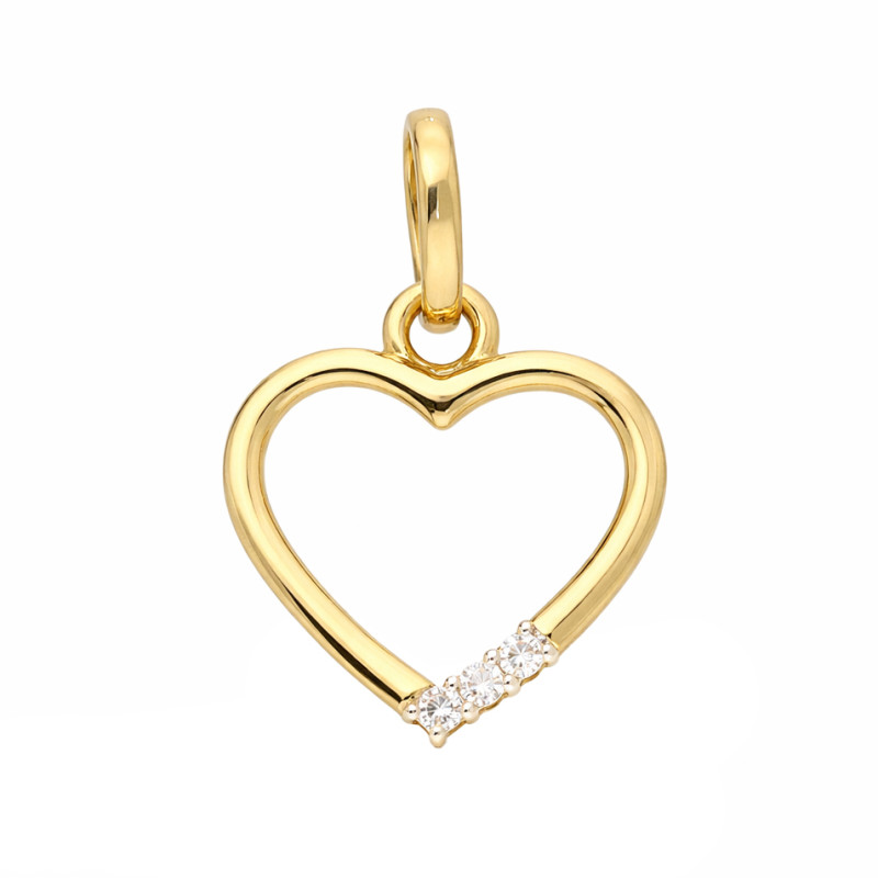 Serduszko z diamentami 0,03 ct, złoto 585
