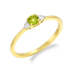 Pierścionek z turmalinem i diamentami o masie 0,06 ct, złoto 585