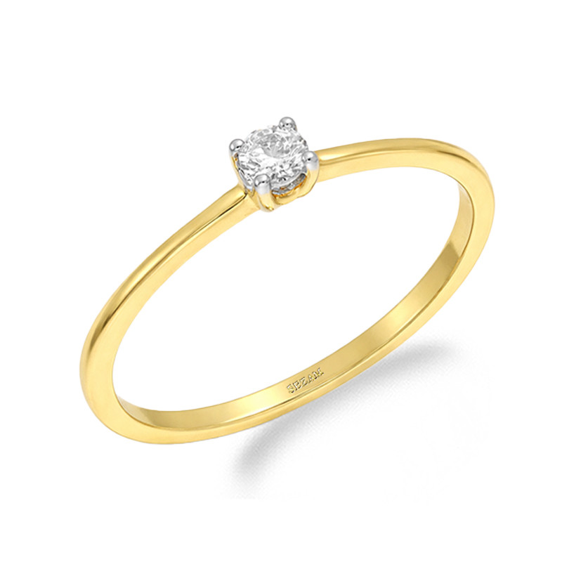 Pierścionek SOLITER z diamentem 0,12 ct, złoto 585