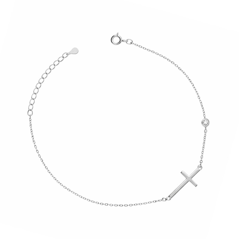 Bransoleta krzyżyk bokiem z cyrkonią
