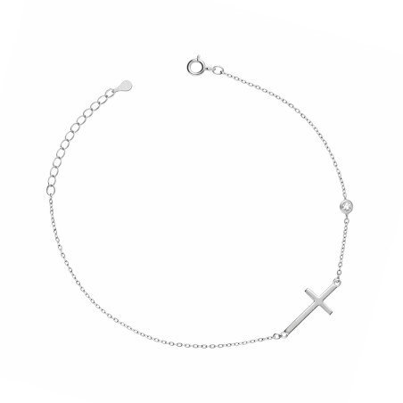 Bransoleta krzyżyk bokiem z cyrkonią