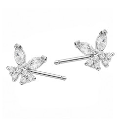 Komplet biżuterii kolczyki i wisiorek z motylkami cyrkonia biała