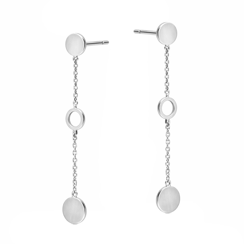 Srebrne Kolczyki Wiszące z Kółkami - JubilerSezam.pl