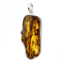 Zawieszka srebrna z bursztynem koniakowym