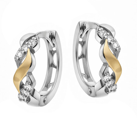 Kolczyki srebrne kółeczko przeplatane z cyrkoniami i blaszką 375