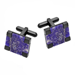 Spinki do mankietów czarna stal i lapis lazuli