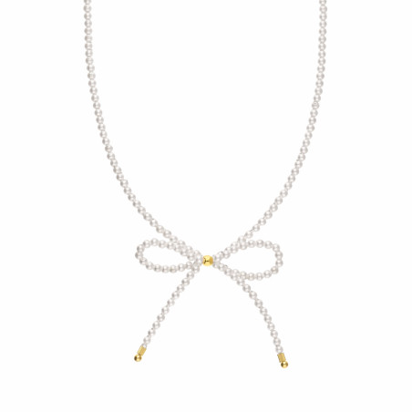 Naszyjnik z perłami i kokardką, srebro 925 koloru złotego
