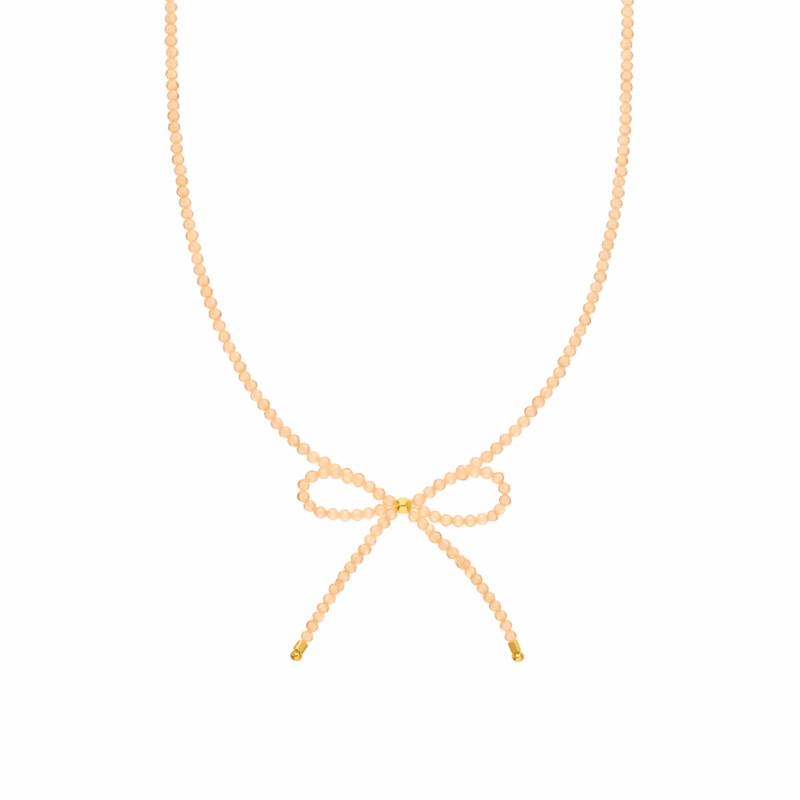 Naszyjnik z topazami gold i kokardką, elementy srebrne próby 925 koloru złotego