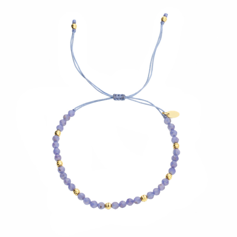 Bransoletka sznurkowa z fasetowanym kyanitem i srebrnymi elementami próby 925