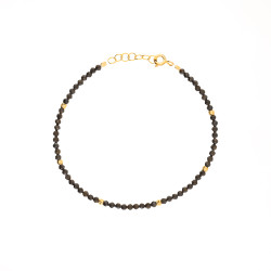 Bransoletka złota próba 585 z fasetowanymi bronzytami