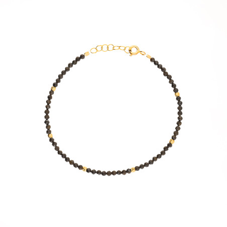 Bransoletka złota próba 585 z fasetowanymi bronzytami