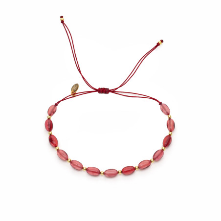 Bransoletka sznurkowa z granatami i elementami ze srebra 925 koloru złotego