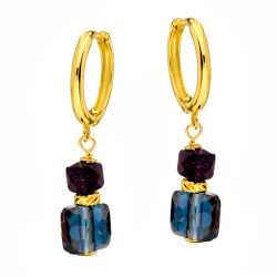 Kolczyki koła z wiszącą nocą Kairu i kryształkiem Swarovski, srebro 925 koloru złotego