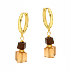 Kolczyki koła z wiszącymi kryształkami Swarovski, srebro 925 koloru złotego