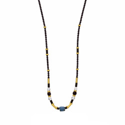 Naszyjnik z kamieniami noc Kairu, agatami i kryształkami Swarovski, srebro 925 koloru złotego