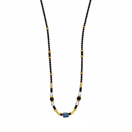 Naszyjnik z kamieniami noc Kairu, agatami i kryształkami Swarovski, srebro 925 koloru złotego