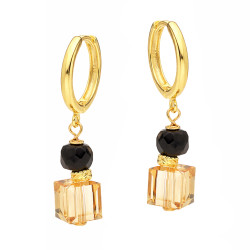 Kolczyki wiszące spinel i kryształ Swarovski, srebro 925 koloru złotego