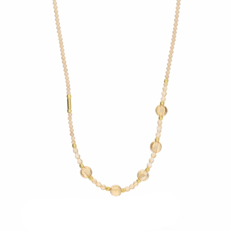 Naszyjnik z fasetowanymi topazami gold oraz kryształami Swarovski, zapięcie ze srebra 925 koloru złotego