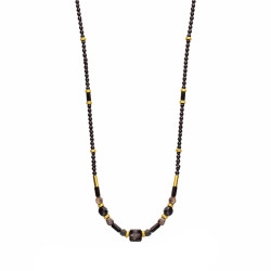 Naszyjnik z kamieniami i fasetowanymi i hematytami, srebrne elementy próby 925 koloru złotego