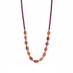 Naszyjnik z granatami i elementami ze srebra 925 koloru złotego