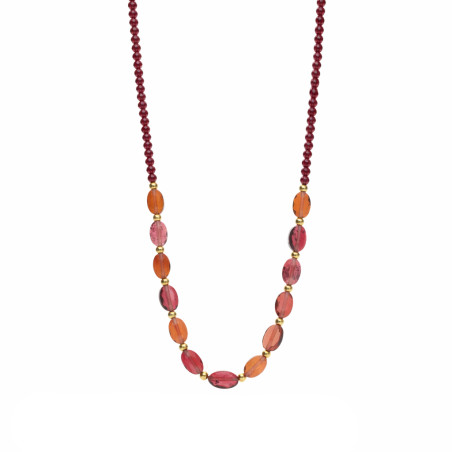 Naszyjnik z granatami i elementami ze srebra 925 koloru złotego