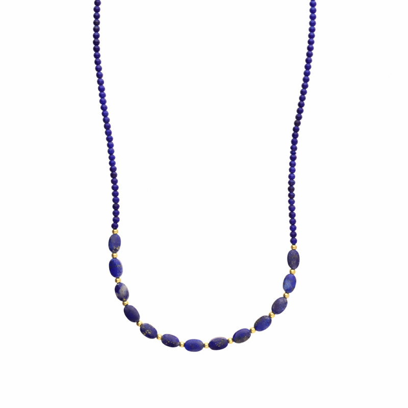 Naszyjnik z lapis lazuli ze srebra próby 925 koloru złotego