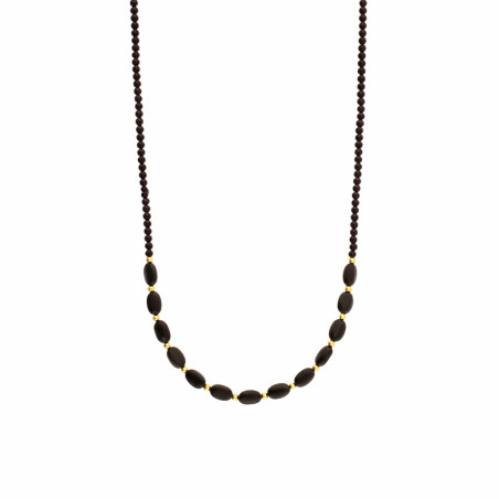 Naszyjnik z czarnymi turmalinami i srebrnymi elementami próby 925 w kolorze złotym