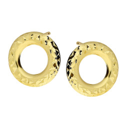 Kolczyki złote oponka grawerowana, złoto 585