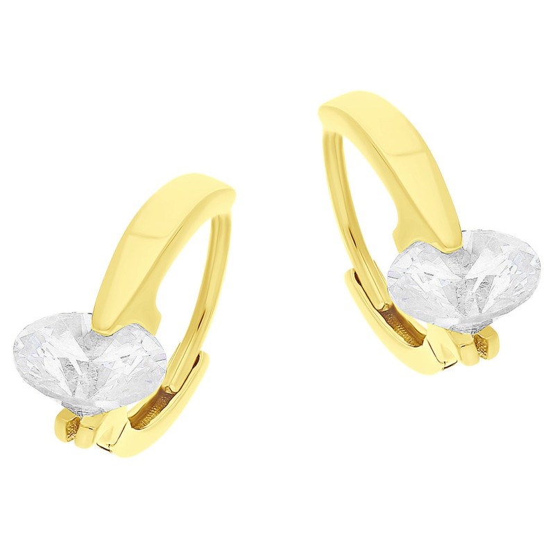 Kolczyki złote kółka z fasetowaną cyrkonią próba 585