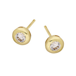 Kolczyki cyrkonia 3 mm gładka oprawa, próba 375