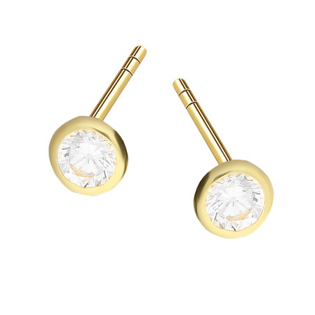 Kolczyki złote z cyrkonią 3 mm w gładkeij oprawie, próba 375