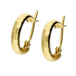 Kolczyki złote fazowane kółka 13 mm, próba 585