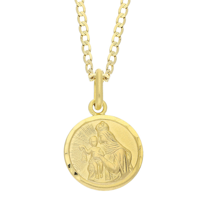 Zestaw komunijny złoty – szkaplerz 333 i łańcuszek Figaro 375