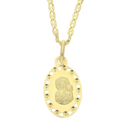 Złoty zestaw komunijny – medalik Matka Boska Częstochowska 333 i łańcuszek Gucci 375