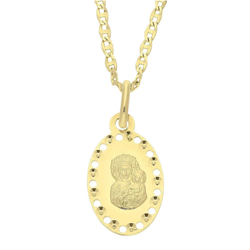 Złoty zestaw komunijny – medalik Matka Boska Częstochowska 333 i łańcuszek Gucci 375