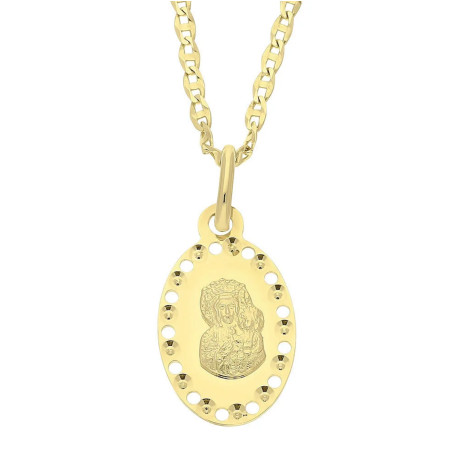 Złoty zestaw komunijny – medalik Matka Boska Częstochowska 333 i łańcuszek Gucci 375