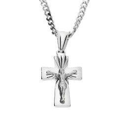 Srebrny krzyżyk kwadratowy z łańcuszkiem pancer – zestaw srebro 925