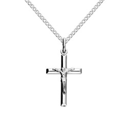 Srebrny zestaw komunijny krzyżyk z łańcuszkiem pancer 925