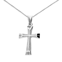 Srebrny zestaw komunijny – krzyżyk z łańcuszkiem anker, srebro rodowane 925
