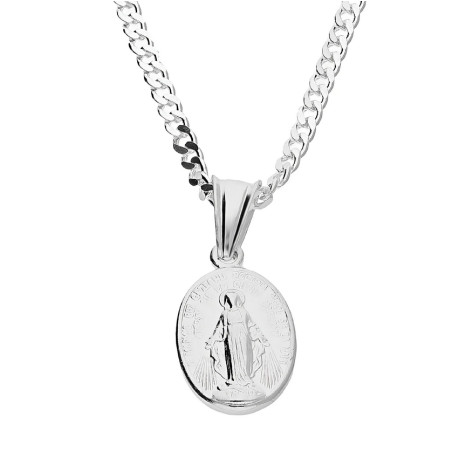 Srebrny medalik Matka Boska Niepokalana z łańcuszkiem – srebro rodowane 925