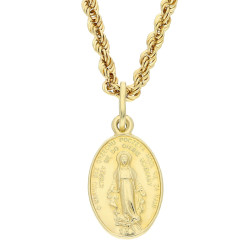Złoty medalik Matka Boska Niepokalana z łańcuszkiem korda – złoto 585