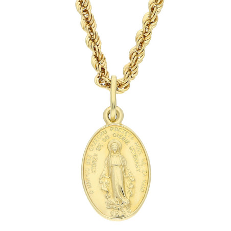 Złoty medalik Matka Boska Niepokalana z łańcuszkiem korda – złoto 585