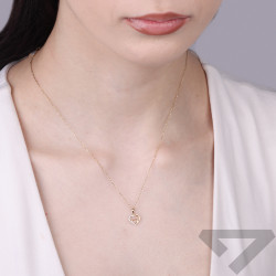 Serduszko podwójne z diamentami 0,02 ct, złoto 585