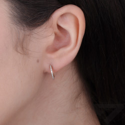 Kolczyki kółka Line z diamentami 0,112 ct, złoto 585